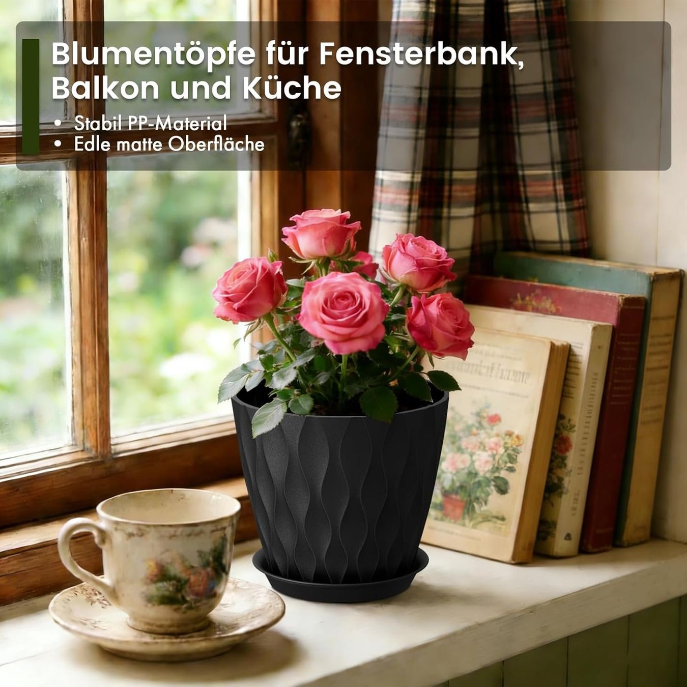 Vasi per fiori: Blumentöpfe 8er Set Pflanztöpfe mit Untersetzer Schwarz – Nuovo e nell'imballaggio originale da Neuhausen venduto da apo_zn9s 4