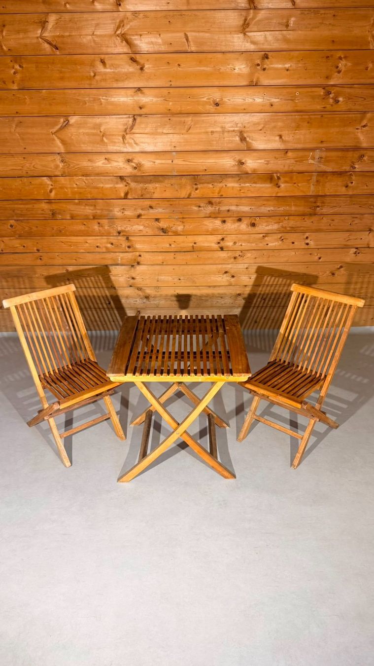 Set di tavolo e panche: Klappbares Teak Gartenmöbel Set 3-teilig Bistroset Balkonset – Usato da Rickenbach ZH venduto da Der-Insider 3