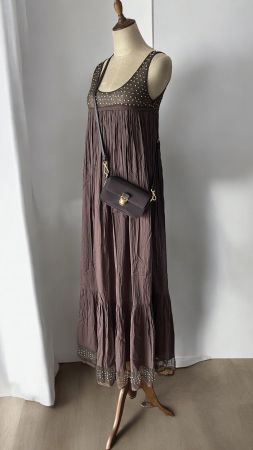 TWINSET MILANO Maxi Kleid  Gr. S Braun mit  Pailletten