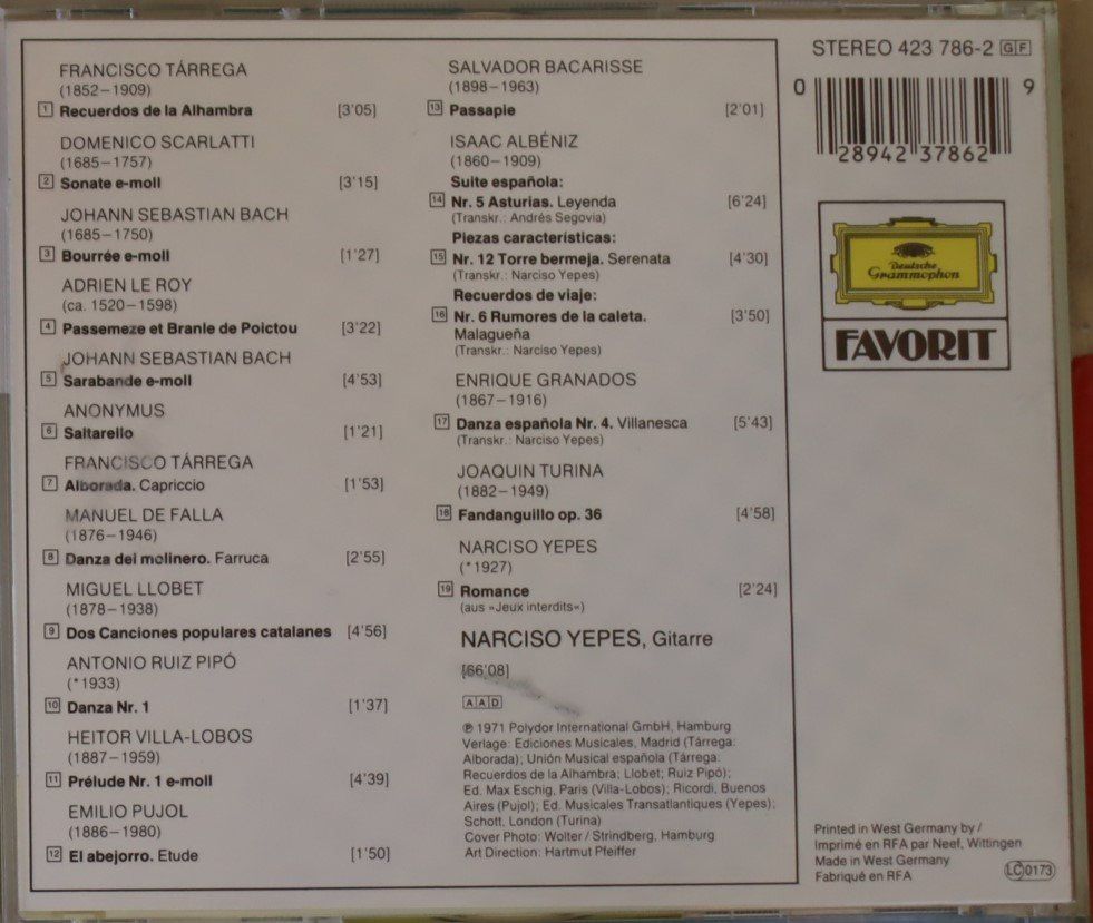 CD: Narciso Yepes -Nächte in spanischen  Gärten – Usato da Luzern venduto da CONTENTI 2