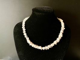 Elegante Keshi Perlenkette mit Bergkristall Sterling Silber