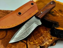 GEPRÜFT B Damast Messer Damascus Knife inkl. Lederscheide