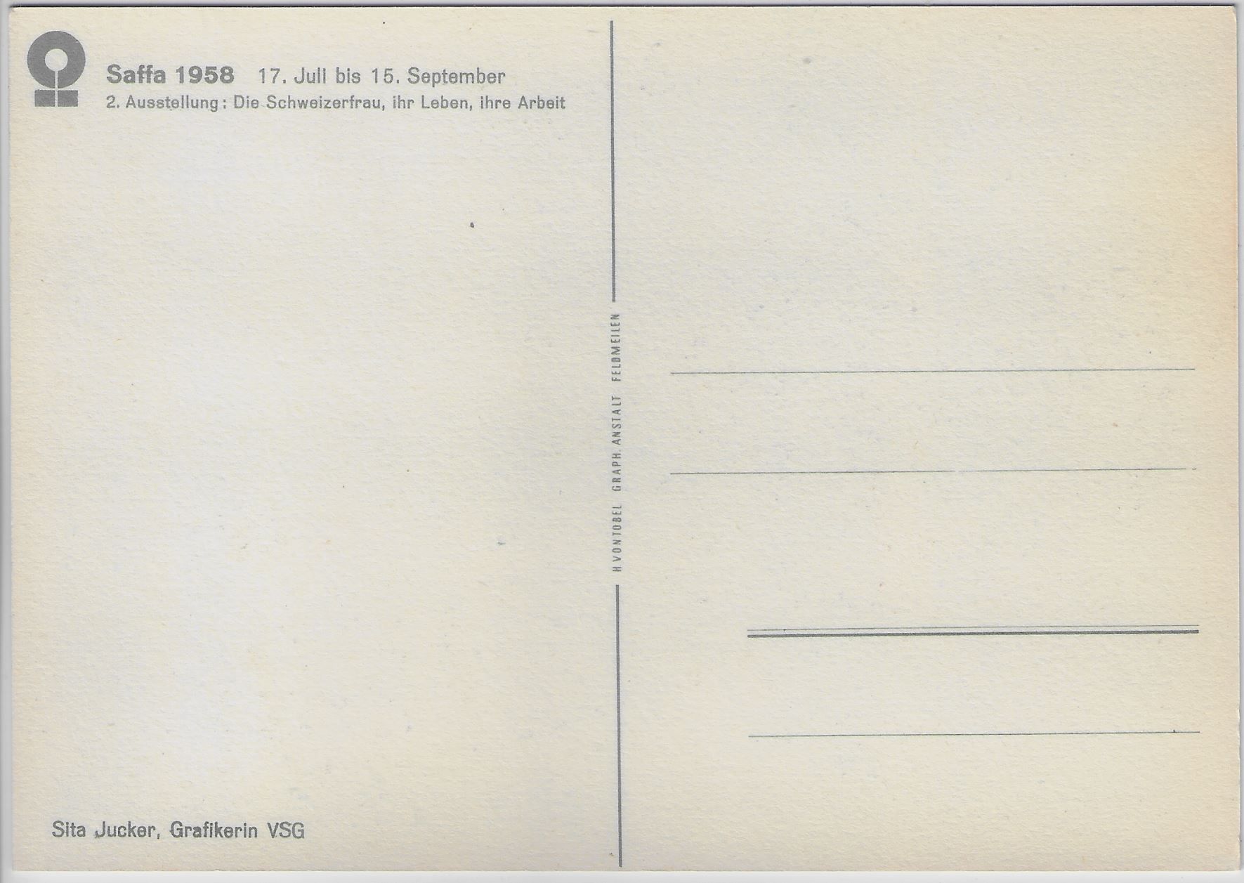 Cartoline postali: Saffa 1958 2. Ausstellung – Usato da Ettingen venduto da Kartenplanet 1