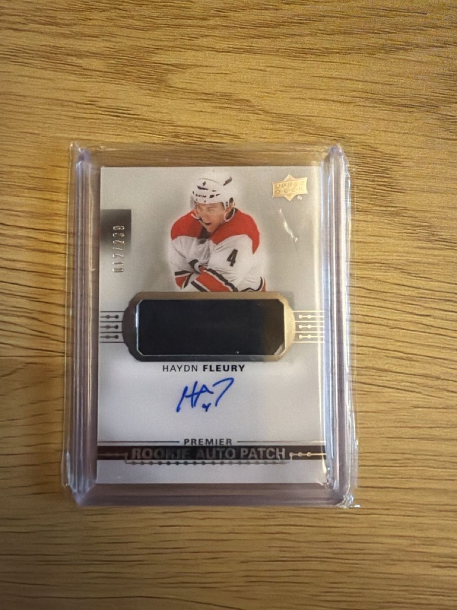NHL Carte collezionabili: Haydn Fleury Rookie Auto Patch 012/299, Premier – Nuovo (secondo la descrizione) da St. Stephan venduto da MinoPP