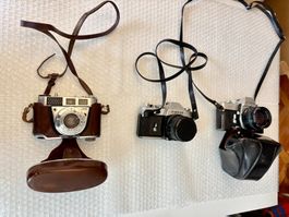 💚 DREI ANTIKE VINTAGE KAMERAS 💚 SCHWEIZER 🇨🇭 SAMMLUNG