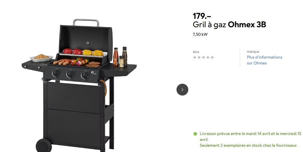 Ohmex Griglie: OHMEX Barbecue à gaz OHM-BBQ-3232 – Usato da Chêne-Bourg venduto da ondazul