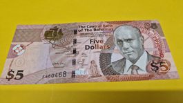 Bahamas $5 Dollar Schein, unzirkuliert, 2007