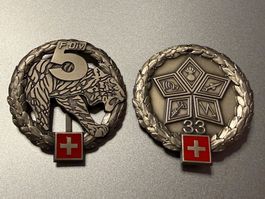2 Embleme: F Div 5 / FLAB Br 33 - Schweizer Armee