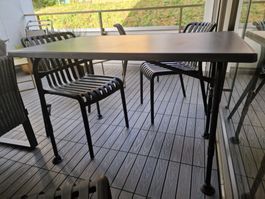 Balkontisch grau Metall 110 cm guter Zustand stabil