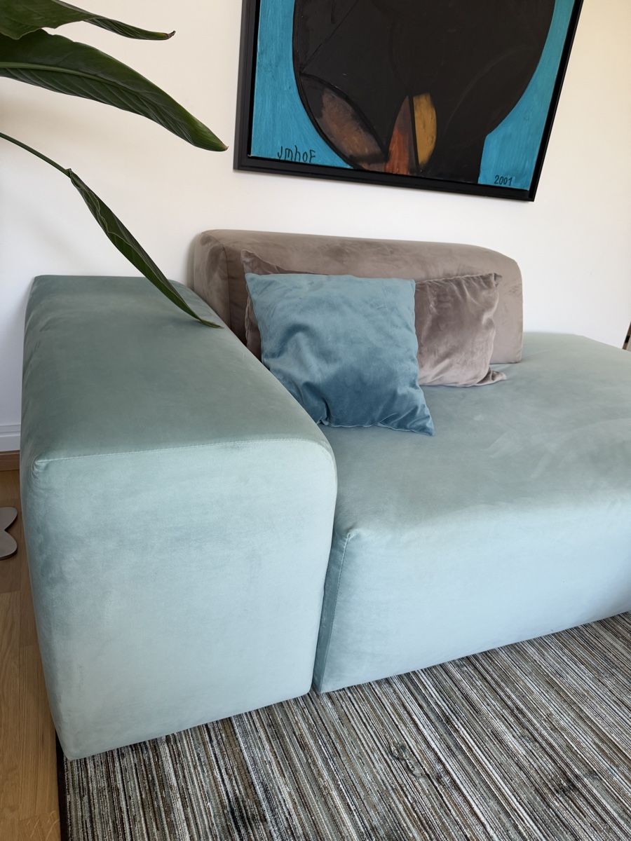 MYCS Divani: Light Blue PYLLOW Lounge Sofa inkl. Ottoman – Usato da Zürich venduto da shop_all 4