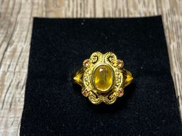 Gelber Saphir Ring 💎✨ 925 Silber vergoldet RB59