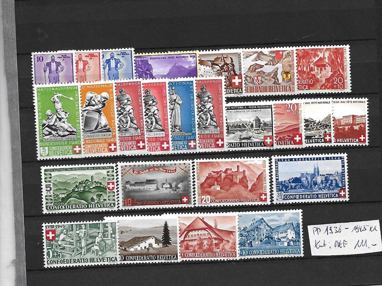 Tutti i francobolli: PP 1936 - 1945 ** Kat: CHF 111.- – Nuovo (secondo la descrizione) da Basel venduto da Ilp