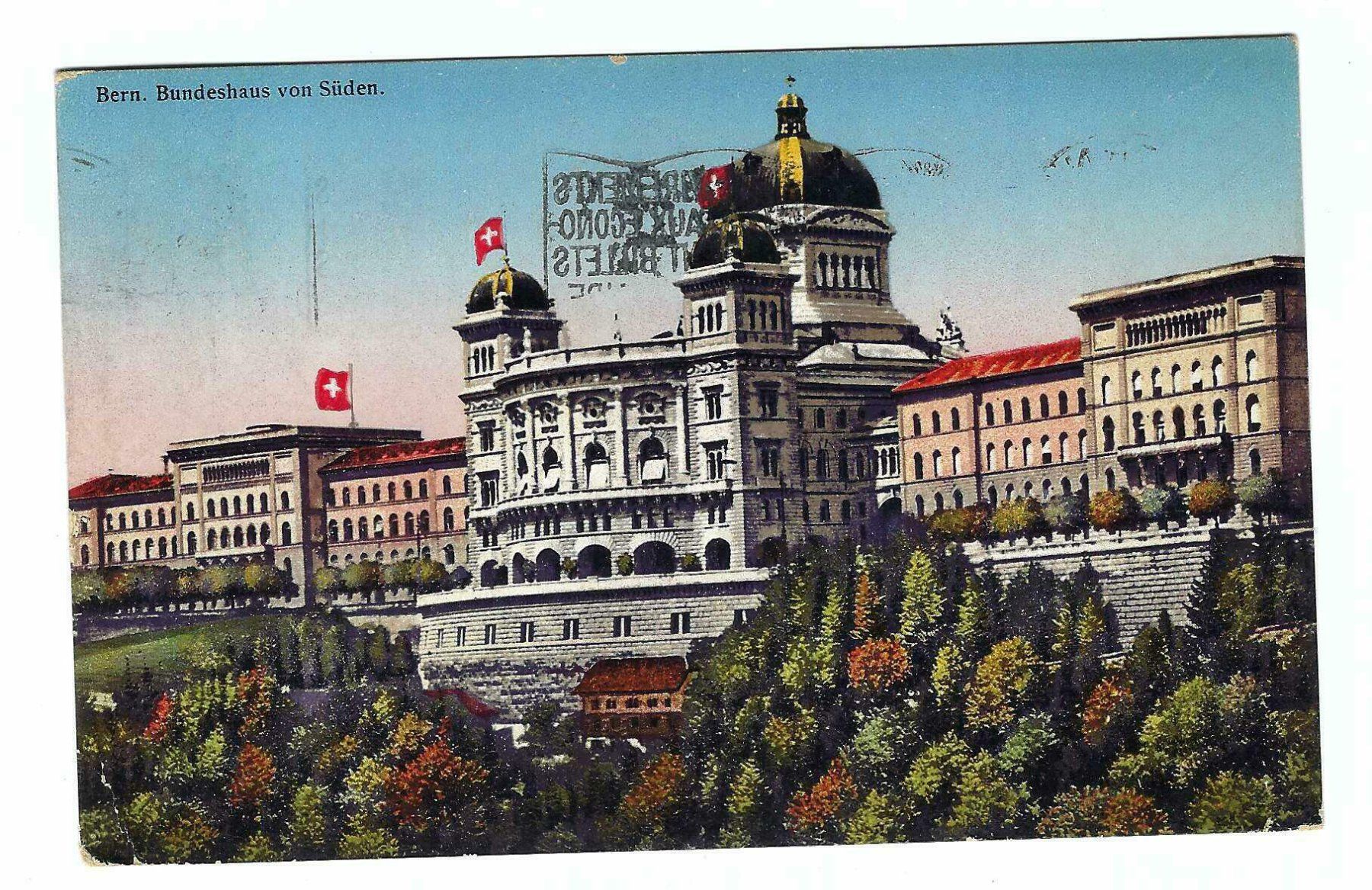 Cartoline postali: Bern Bundeshaus 1919 mm – Usato da Aarau venduto da fussball-fussball