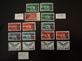 Flugpostmarken, Auswahl, postfrisch/gestempelt