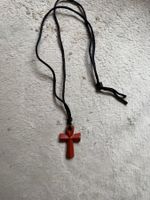 Schmuck Halskette Naturstein roter Jaspis Ankh Kreuz Leben