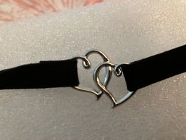 Modeschmuck Schickes Herz Choker Halsband schwarz