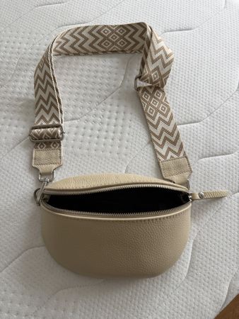 Bauchtasche Beige Leder