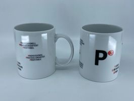 2x P3 Werbe Tassen - Sammlerstück / Büroaccessoire