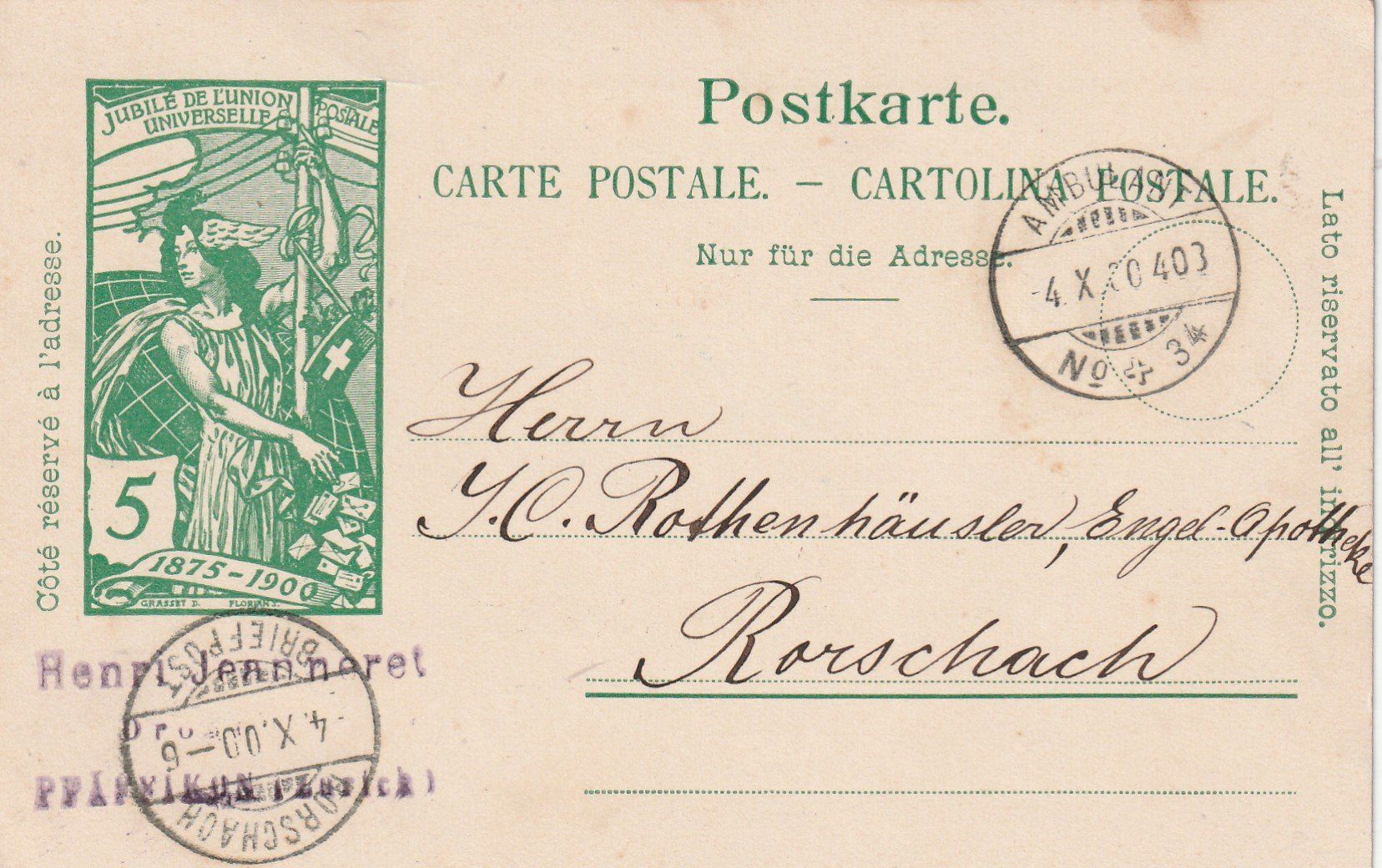 Cartes postales: Karte mit Bahnpoststempel -1900 – D'occasion à uttwil par Koehlerfred