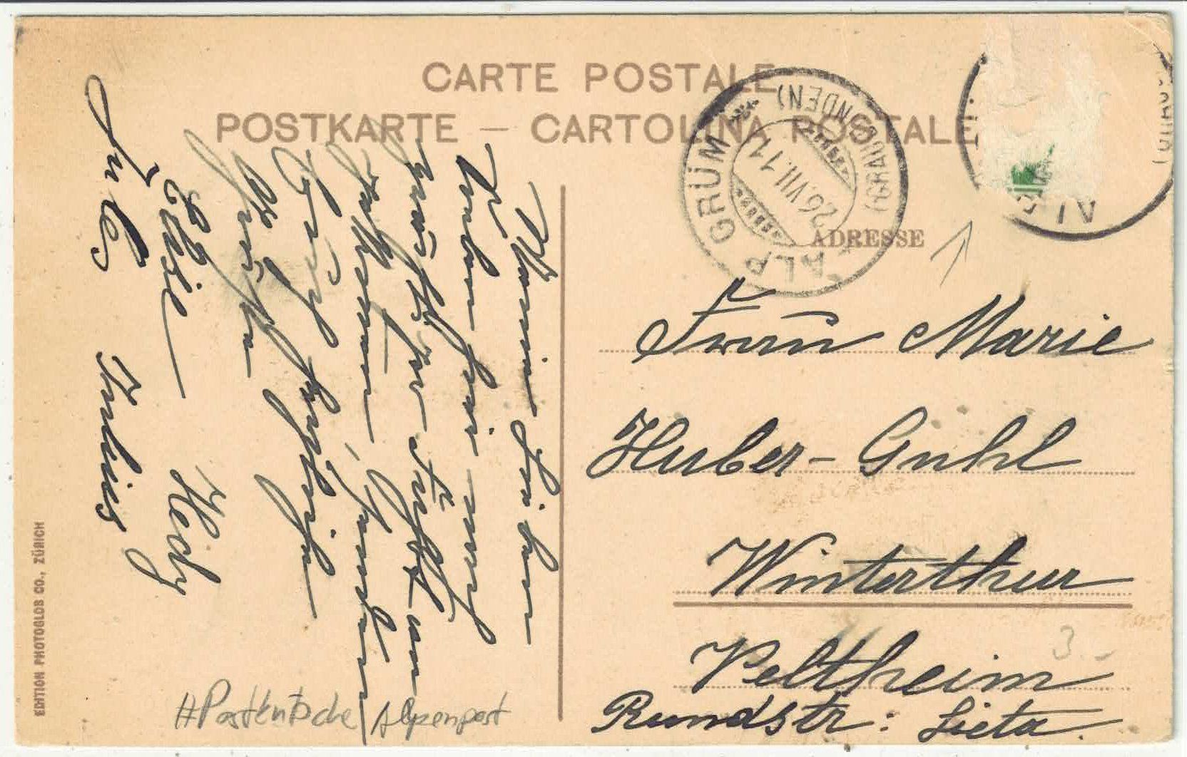 Cartoline postali: Bernina-Hospiz - Postkutsche - Litho – Usato da Ettingen venduto da Kartenplanet 1