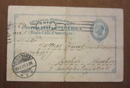 Postkarte gelaufen, Toledo, USA - D-Baden-Baden, 19.01.1900