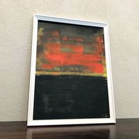 Shabby Horizon - Moderne Kunst - Acryl Abstrakt Bild Orange
