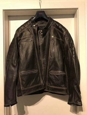 Veste cuir moto R&S noire L avec protection