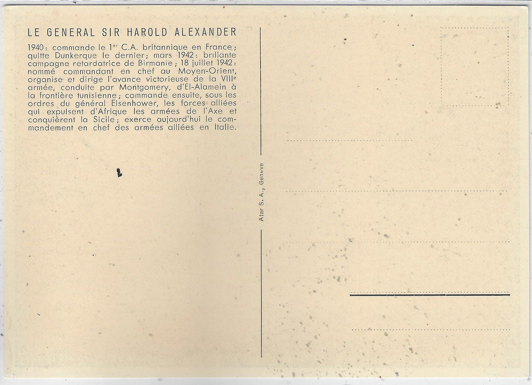 Cartoline postali: Le General Sir Harold Alexander 1940 – Usato da Ettingen venduto da Kartenplanet 1