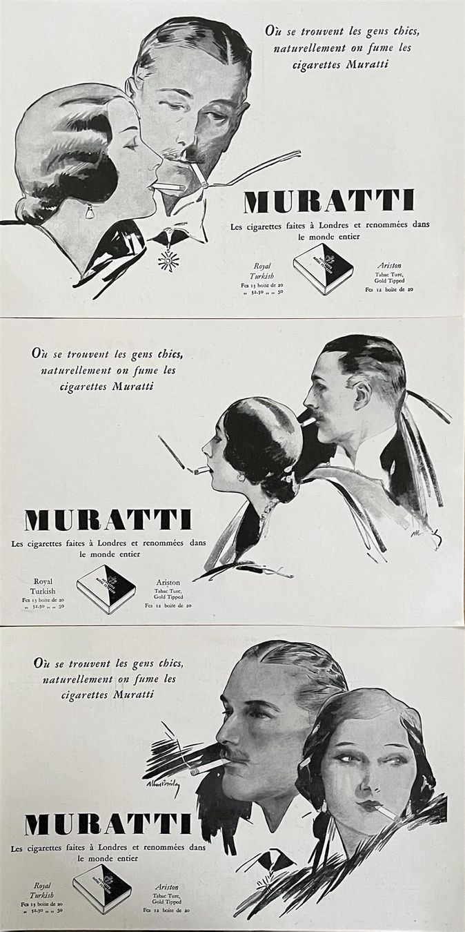 Foto & Immagini: Muratti Cigarettes - 3 alte Werbungen / Publicités 1930 – Usato da Savagnier venduto da Ne2065 1