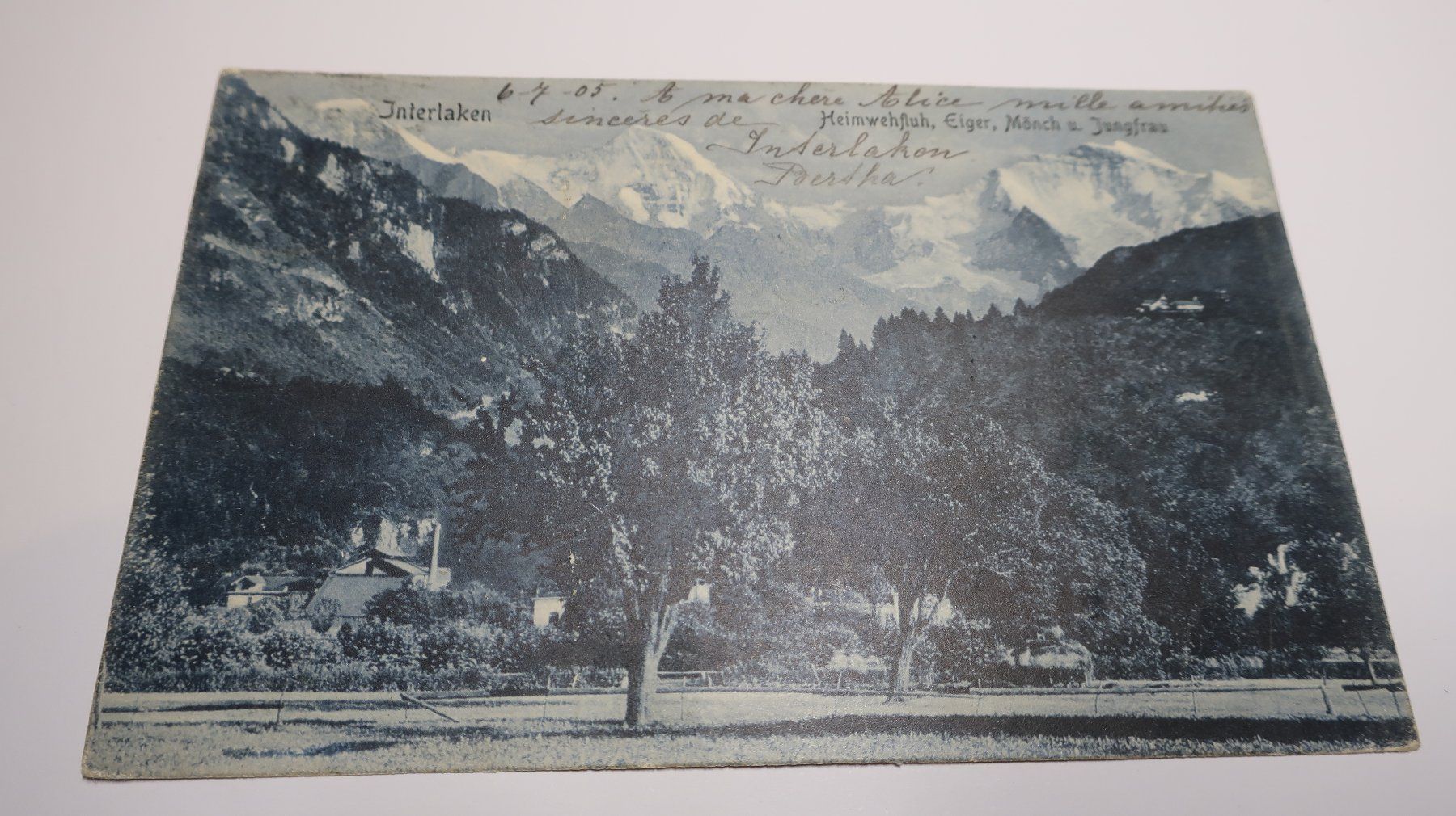 Cartes postales: Interlaken Heimwehfluh Eiger Mönch u. Jungfrau 1905 – D'occasion à Cormoret par Pascalll2001 1