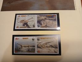 Lot de 4 Timbres Bangladesh - Crocodiles Rares - WWF