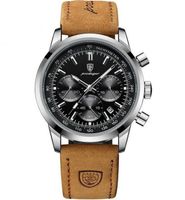 Herren Chronograph Uhr wasserdicht Lederarmband Sport Quarz