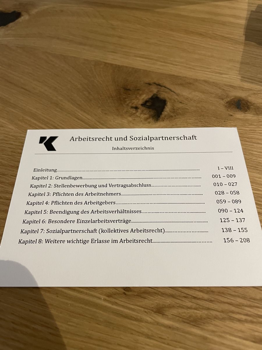 Altro materiale scolastico: Arbeitsrecht & Sozialpartnerschaft Karteikarten – Usato da Chur venduto da buc_6tcp 2