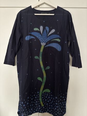 Damen Kleid/Tunika  Gudrun Sjöden dunkelblau Grösse S geblüm