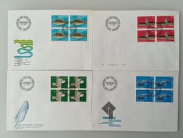 1983 FDC Werbemarken Jubiläen Viererblocks