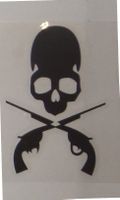 Totenkopf Sticker klein mit Gewehr Skull Pirat Schiff Skull