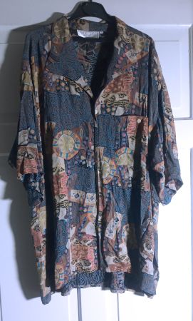 HOM elegantes kurzarm Herren Hemd Hundertwasser Stil Gold XL