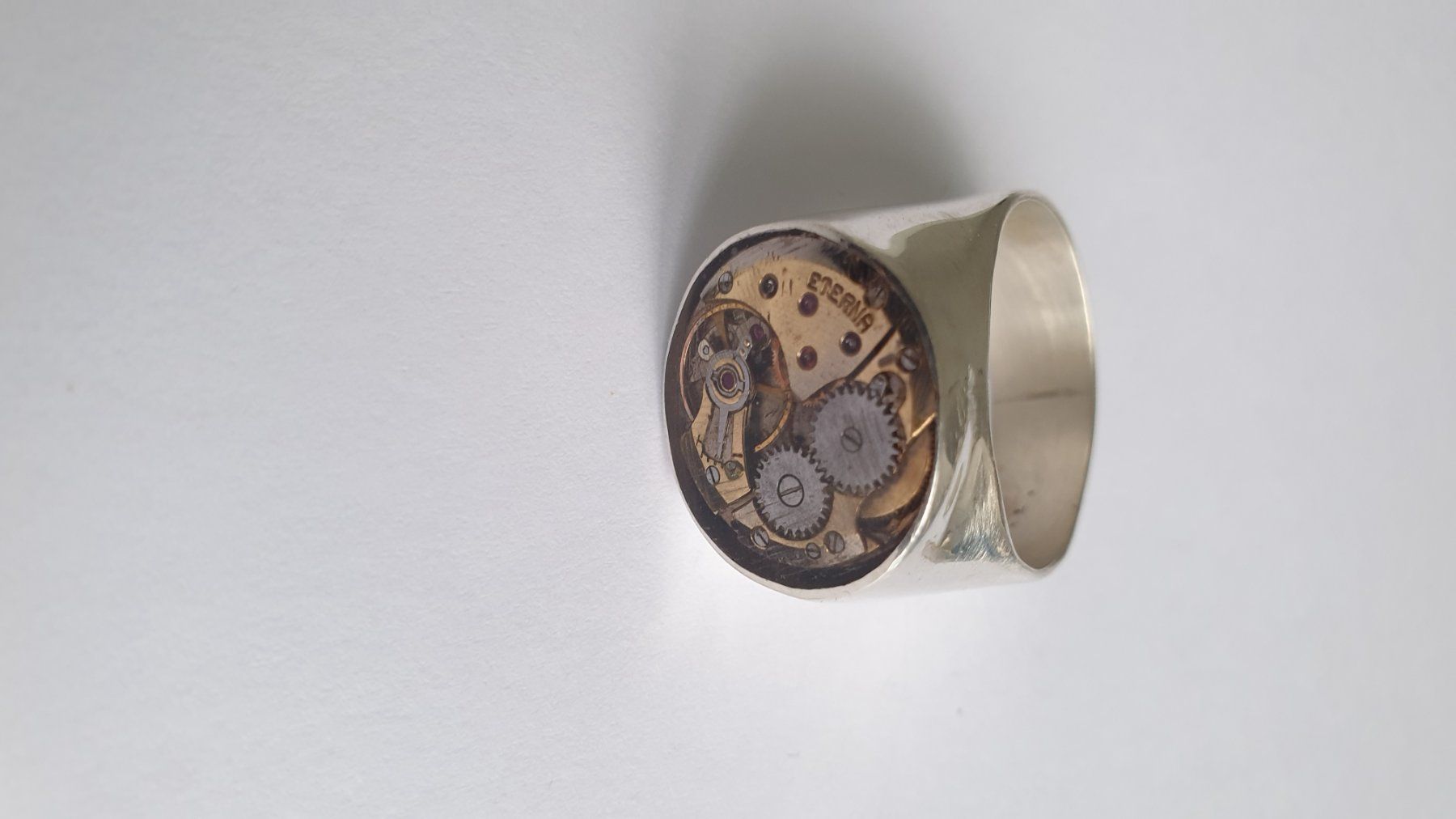 Ringe: Silberring mit mechanischen Uhrwerk hand made – Gebraucht aus Wettingen von Hc41