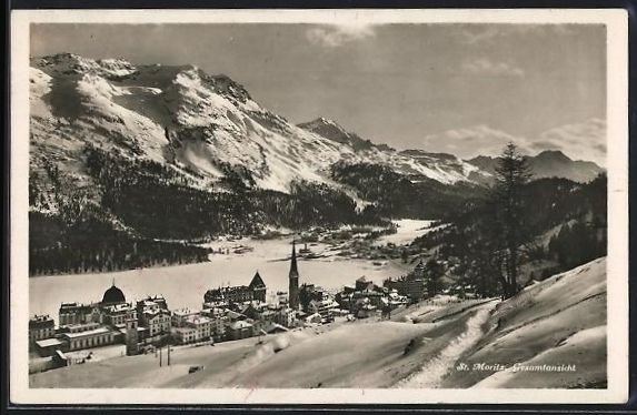 Cartoline postali: St. Moritz, Gesamtansicht im Winter vom  – Usato da Berlin venduto da bartko-reher