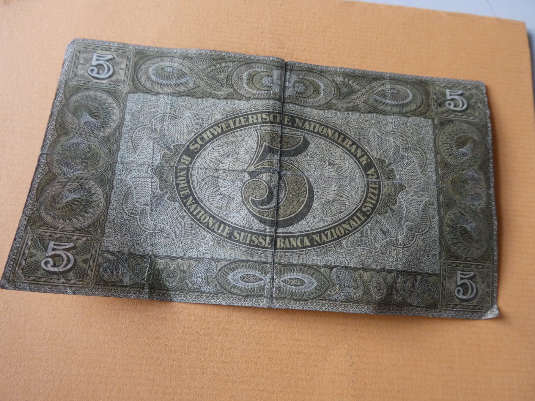 Banknoten: Schweiz 1951, 5 Franken – Gebraucht aus Hinterforst von Rohusri 1