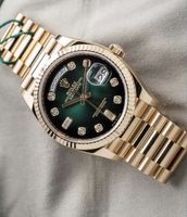 Rolex Day-Date Gelbgold Diamanten Zifferblatt grün