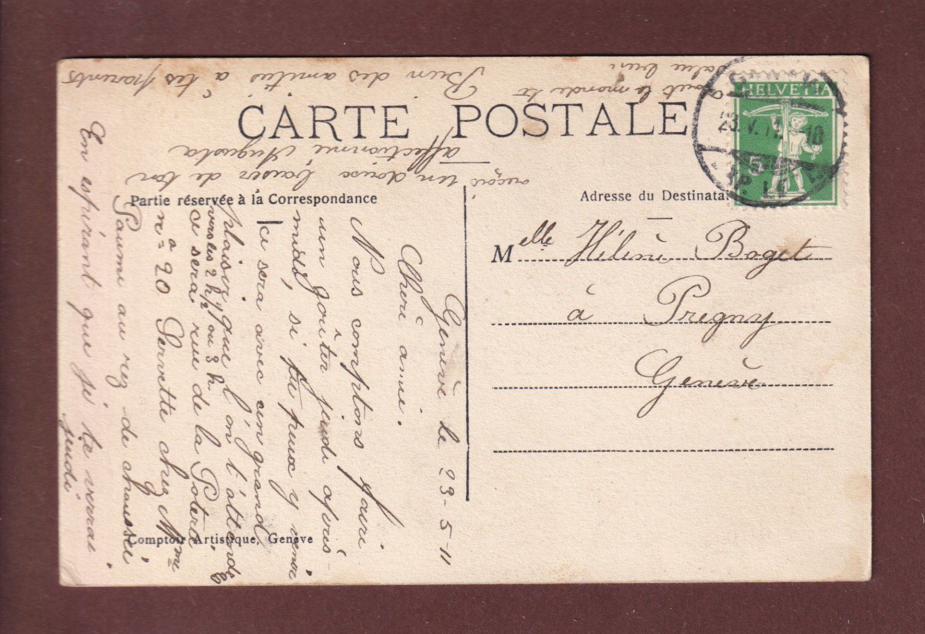 Cartoline postali: GENEVE - Bateau CGN - 1911 // pli // – Usato da Pully venduto da nicecards 1