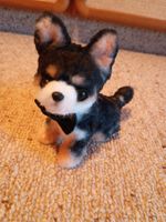 Handgemachter Mini Plüsch Hund CHIHUAHUA schwarz, 14 x 11 cm