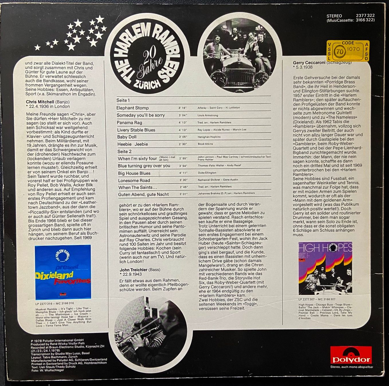 Schallplatten: The Harlem Ramblers - 20 Jahre – Gebraucht aus Feldbach von CDF10 1