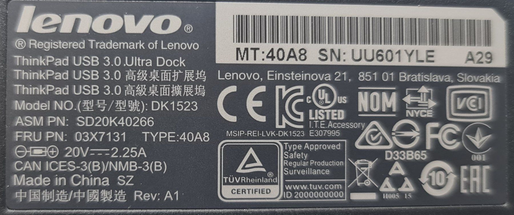 Lenovo Docking station: Lenovo Thinkpad USB 3.0 Ultra Dock – Usato da zürich venduto da R-N-J 3
