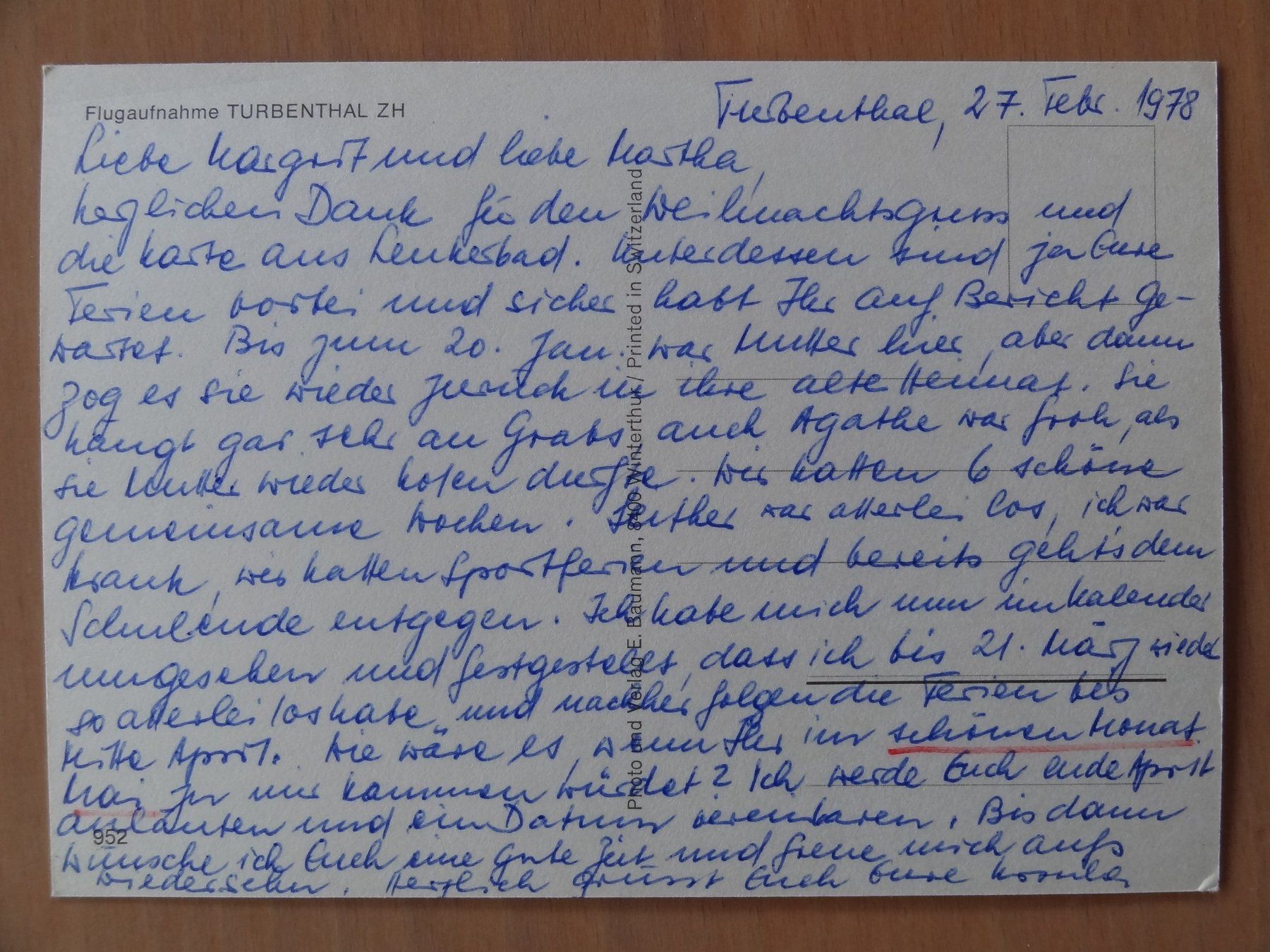 Cartoline postali: Turbenthal - ZH - Flugaufnahme - 1978 – Usato da St Léonard venduto da Riglin 1
