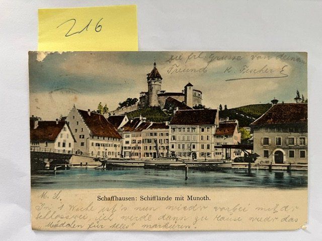 Cartes postales: Alte Ansichtskarte Schaffhausen Schifflände mit Munoth; 1907 – D'occasion à Niederwil AG par dahu75