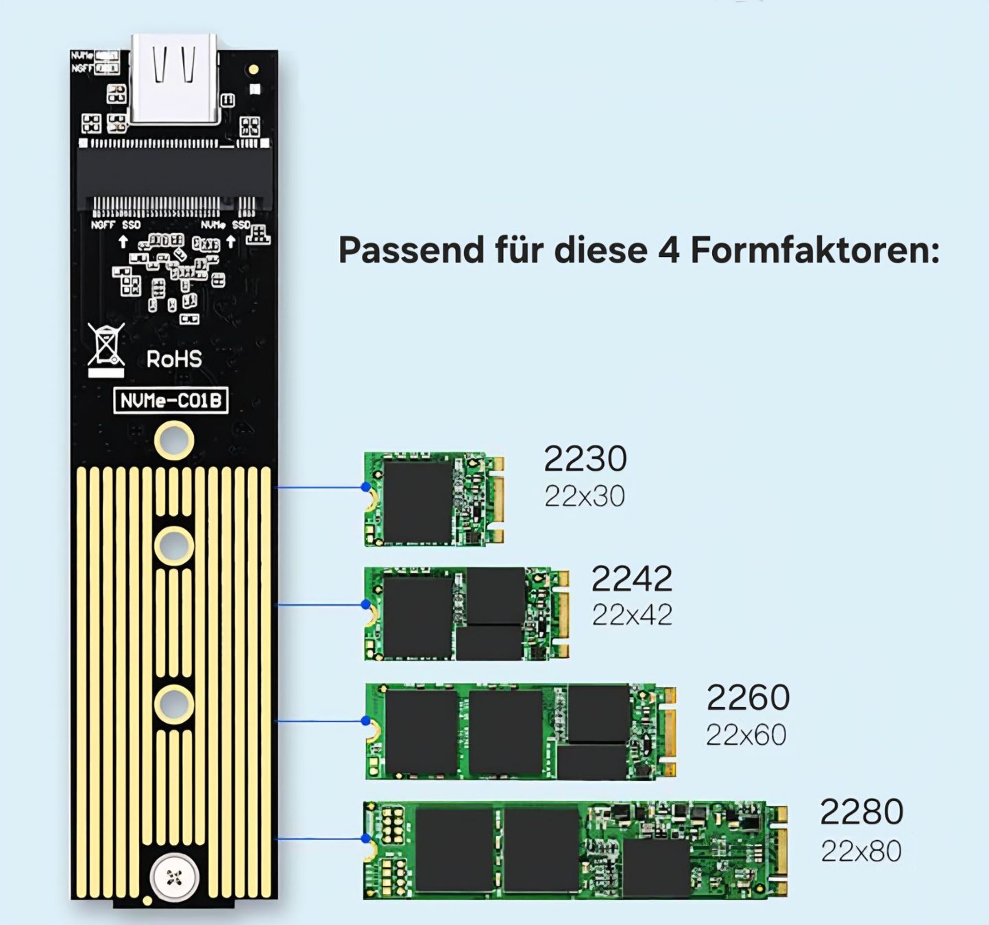 Dischi rigidi: M.2 NVMe PCIe & NGFF SATA SSD USB 3.1 Gehäuse external Case – Nuovo e nell'imballaggio originale da Uster venduto da -FPS- 2