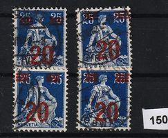 Helvetia mit Schwert, Nr. 151, verschobene Aufdrucke