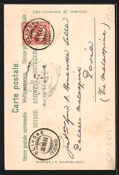 Cartoline postali: Olivone, Ortsansicht mit Berggipfel aus  – Usato da Berlin venduto da bartko-reher 1